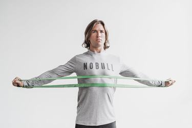 Nobull Men's Long Sleeves Light Grey | Australia (TQ7814)